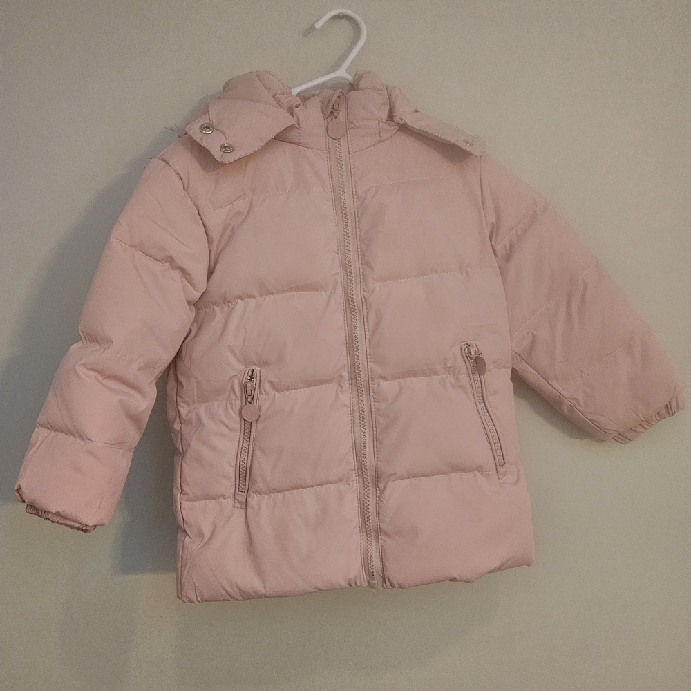 Cozy Pink Puffer Jacket And Snowpants for Kids Size 100/M